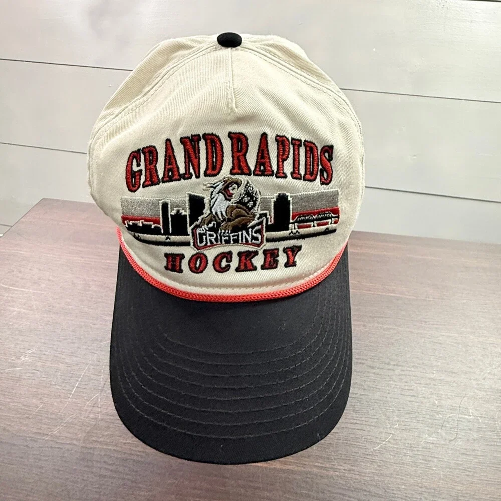Grand Rapids Griffins Hat Mens OS Cream Black Celly Hockey Snapback Cap